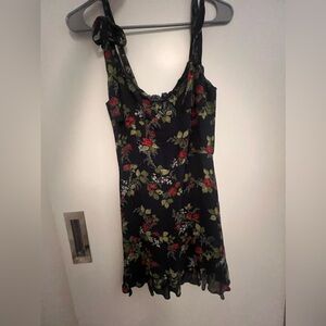 Reformation Christine Mini Dress Bordeaux Navy Floral 4